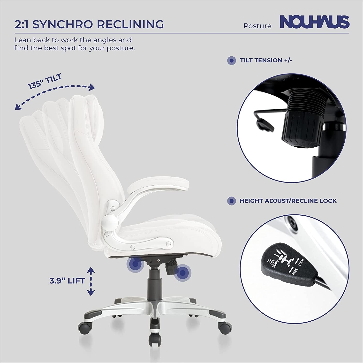 Nouhaus Ergonomic Office Chair with Lumbar Support-3